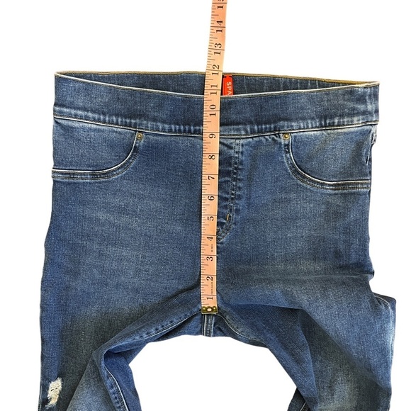 Spanx Distressed Denim High Rise Elastic Waist Jeggings Women's Large - Picture 7 of 11